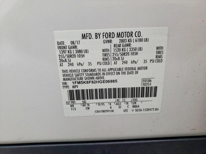 Продаж на аукціоні авто 2017 Ford Explorer, vin: 1FM5K8F82HGE06985, номер лоту: 76612385