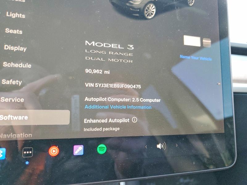 2018 Tesla Model 3 მანქანა იყიდება აუქციონზე, vin: 5YJ3E1EB9JF090475, აუქციონის ნომერი: 78705225
