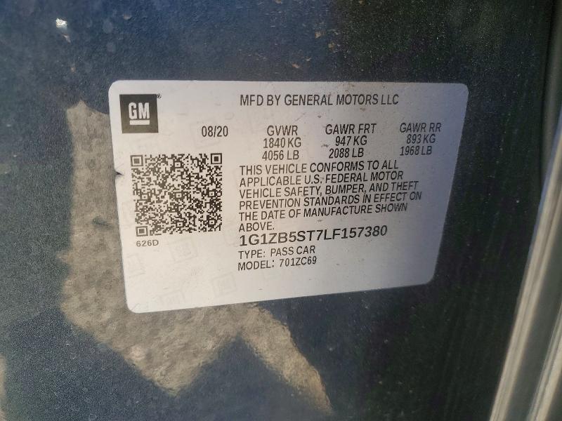 75075265 :رقم المزاد ، 1G1ZB5ST7LF157380 vin ، 2020 Chevrolet Malibu Ls مزاد بيع