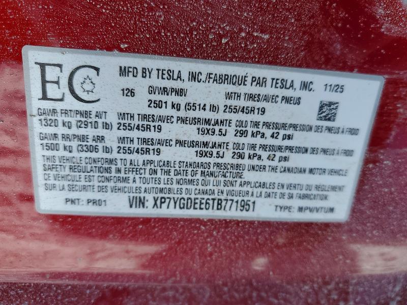 Aukcja sprzedaży 2026 Tesla Model Y, vin: XP7YGDEE6TB771951, numer aukcji: 78777055