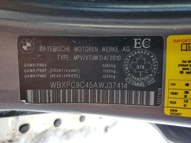2010 Bmw X3 მანქანა იყიდება აუქციონზე, vin: WBXPC9C45AWJ37414, აუქციონის ნომერი: 74214945