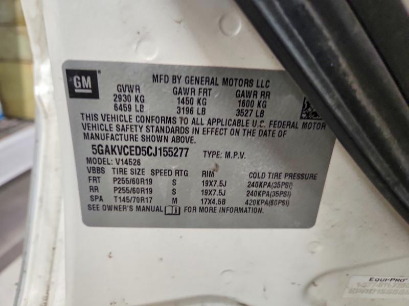 Продаж на аукціоні авто 2012 Buick Enclave, vin: 5GAKVCED5CJ155277, номер лоту: 78100925
