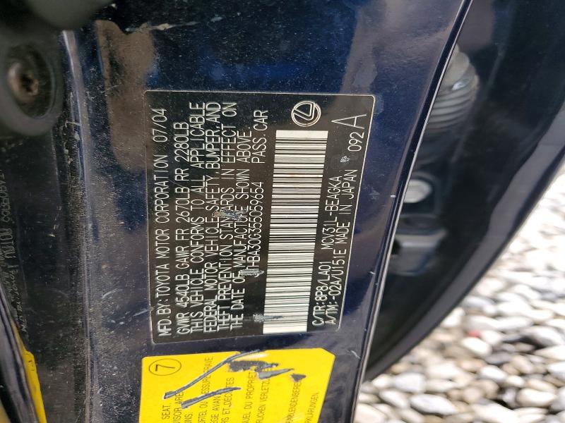 Продажа на аукционе авто 2005 Lexus Es, vin: JTHBA30G355059654, номер лота: 77242765