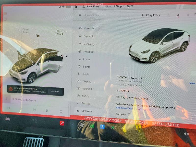 79540305 :رقم المزاد ، 5YJYGAEEXMF275293 vin ، 2021 Tesla Model Y مزاد بيع