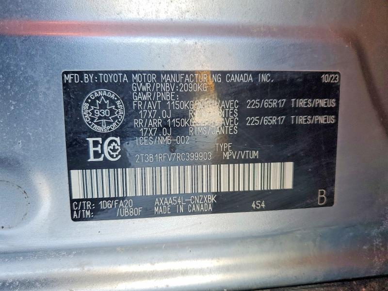 Aukcja sprzedaży 2024 Toyota Rav4, vin: 2T3B1RFV7RC399903, numer aukcji: 77143515