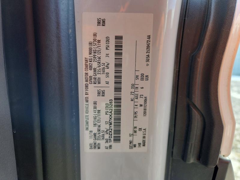 Auction sale of the 2019 Ford Transit, vin: 1FDZX2YM7KKA23283, lot number: 79169605