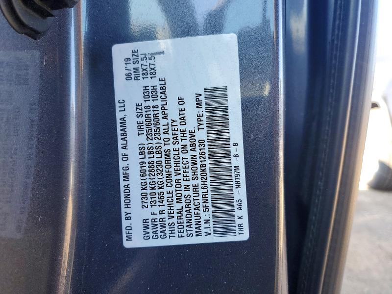 Продажа на аукционе авто 2019 Honda Odyssey, vin: 5FNRL6H20KB126130, номер лота: 78417055
