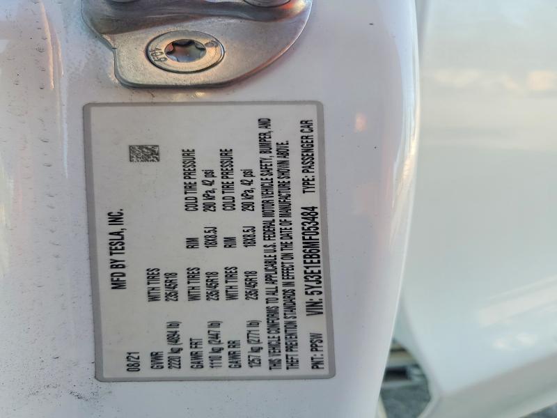 Продажа на аукционе авто 2021 Tesla Model 3, vin: 5YJ3E1EB6MF053484, номер лота: 74850515