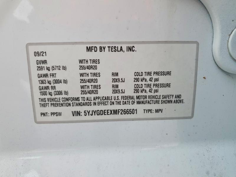 Aukcja sprzedaży 2021 Tesla Model Y, vin: 5YJYGDEEXMF266501, numer aukcji: 77400625