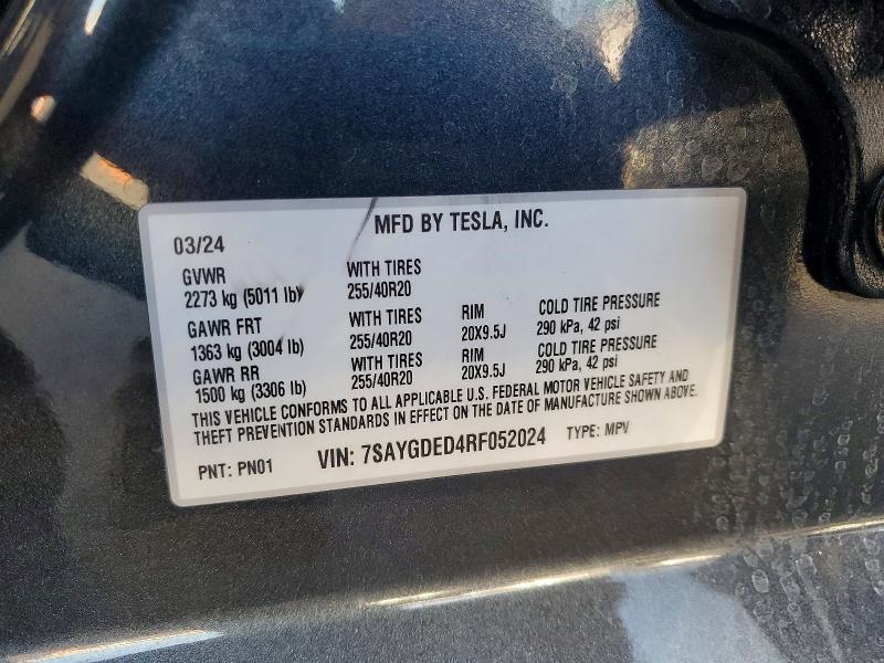 Aukcja sprzedaży 2024 Tesla Model Y, vin: 7SAYGDED4RF052024, numer aukcji: 78725575