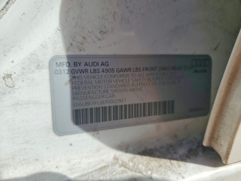 2013 Audi A4 მანქანა იყიდება აუქციონზე, vin: WAUBFAFL8DN002941, აუქციონის ნომერი: 78495505