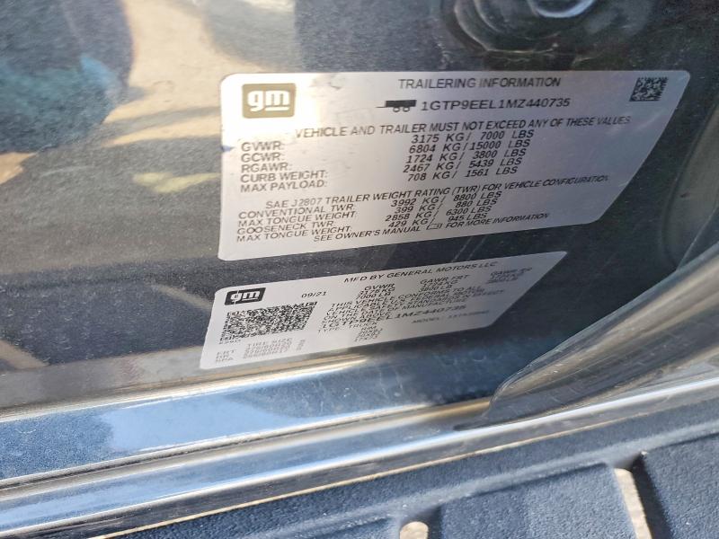 2021 Gmc Sierra მანქანა იყიდება აუქციონზე, vin: 1GTP9EEL1MZ440735, აუქციონის ნომერი: 76820605