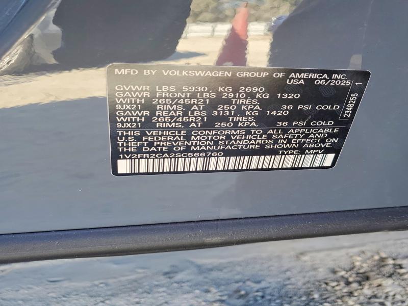 Продажа на аукционе авто 2025 Volkswagen Atlas, vin: 1V2FR2CA2SC566760, номер лота: 75576295