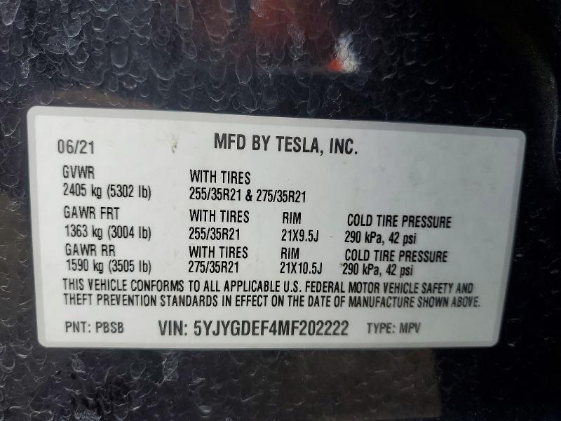 Продажа на аукционе авто 2021 Tesla Model Y, vin: 5YJYGDEF4MF202222, номер лота: 76660435