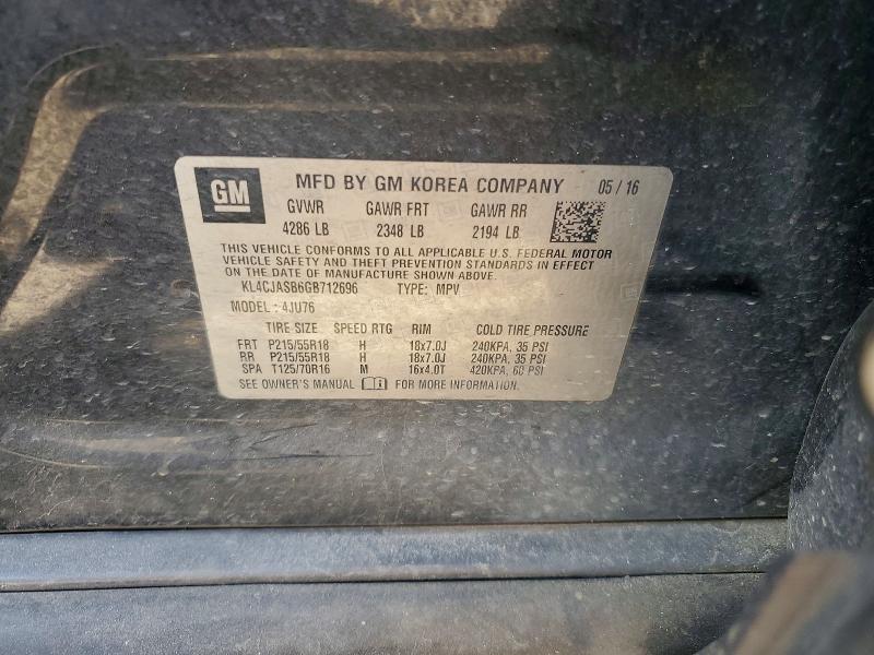 76523655 :رقم المزاد ، KL4CJASB6GB712696 vin ، 2016 Buick Encore مزاد بيع