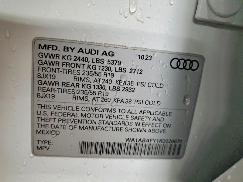 72333505 :رقم المزاد ، WA1ABAFY1R2026670 vin ، 2024 Audi Q5 مزاد بيع