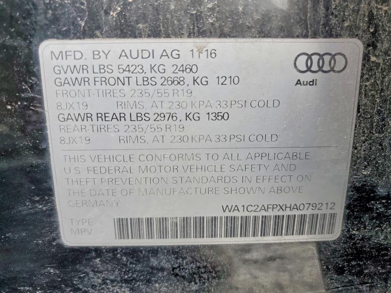 Aukcja sprzedaży 2017 Audi Q5, vin: WA1C2AFPXHA079212, numer aukcji: 79117385