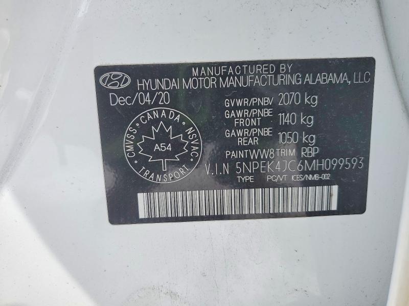 Продажа на аукционе авто 2021 Hyundai Sonata, vin: 5NPEK4JC6MH099593, номер лота: 76332025