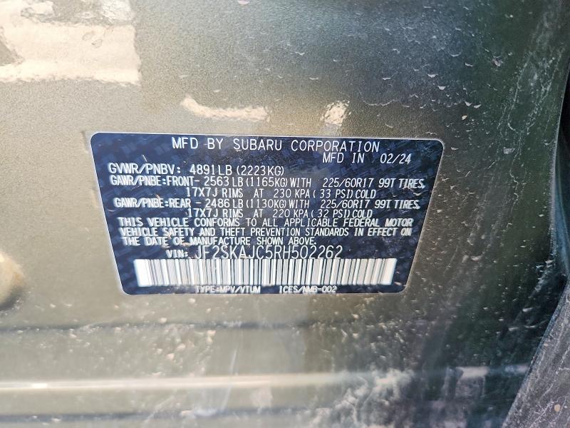 Продажа на аукционе авто 2024 Subaru Forester, vin: JF2SKAJC5RH502262, номер лота: 77334755