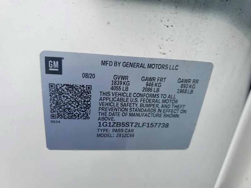 77012965 :رقم المزاد ، 1G1ZB5ST2LF157738 vin ، 2020 Chevrolet Malibu مزاد بيع