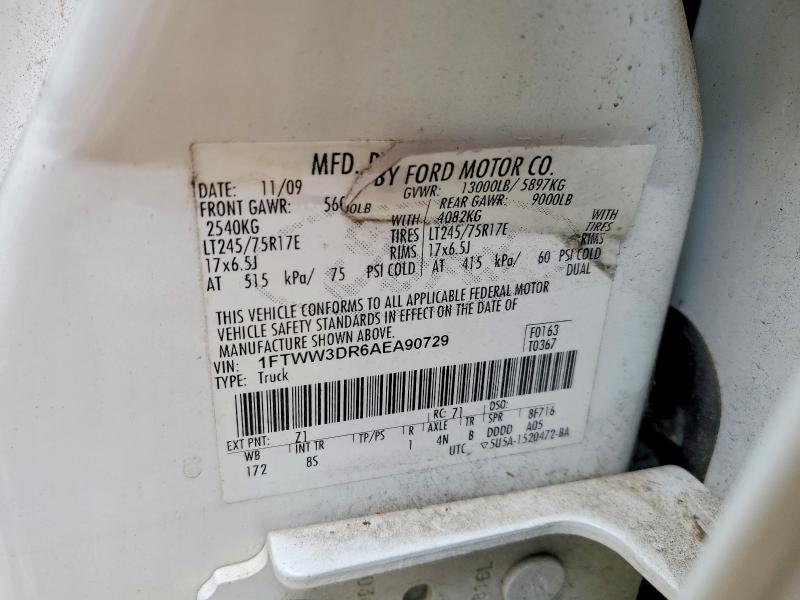 2010 Ford F350 მანქანა იყიდება აუქციონზე, vin: 1FTWW3DR6AEA90729, აუქციონის ნომერი: 78514135
