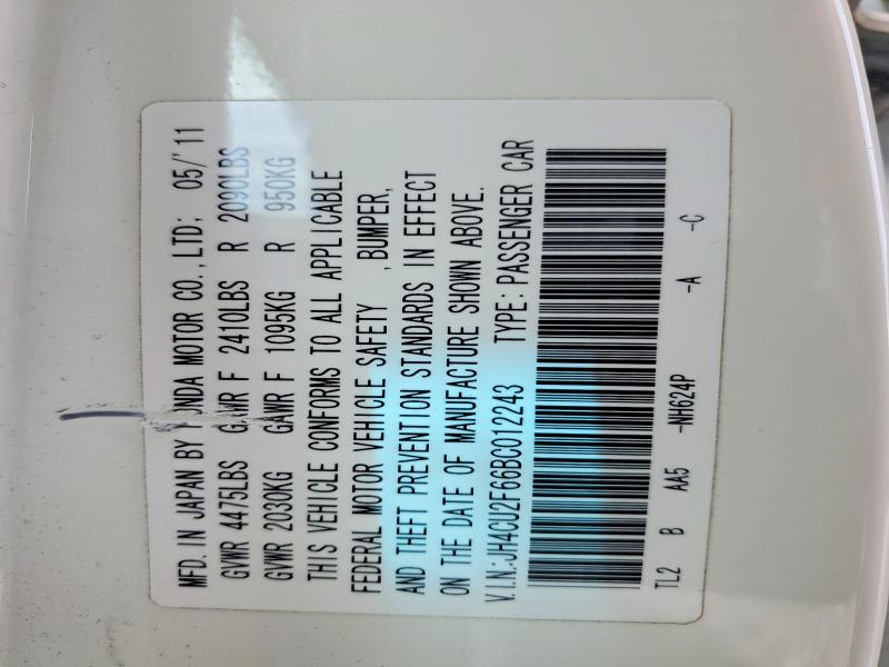 Продажа на аукционе авто 2011 Acura Tsx, vin: JH4CU2F66BC012243, номер лота: 77912055
