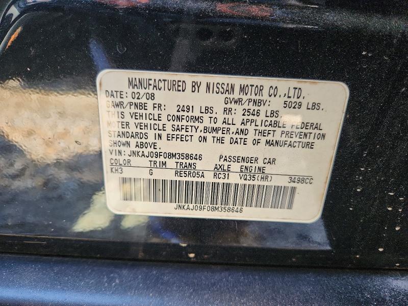Aukcja sprzedaży 2008 Infiniti Ex35, vin: JNKAJ09F08M358646, numer aukcji: 78448025