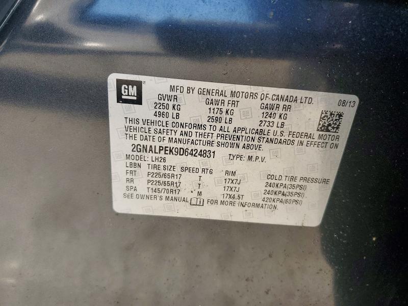 Aukcja sprzedaży 2013 Chevrolet Equinox, vin: 2GNALPEK9D6424831, numer aukcji: 78651325