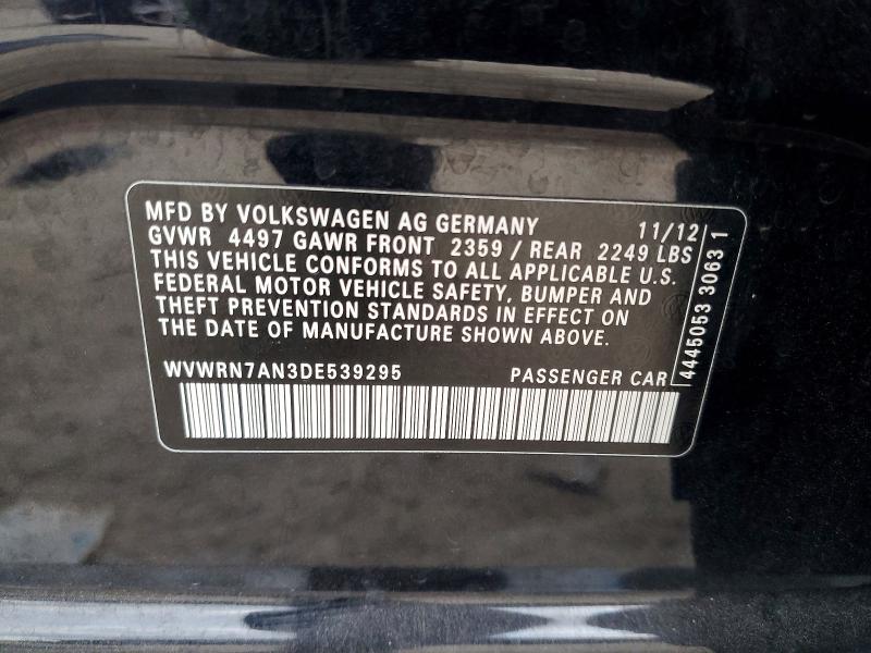 Продаж на аукціоні авто 2013 Volkswagen Cc, vin: WVWRN7AN3DE539295, номер лоту: 75848505