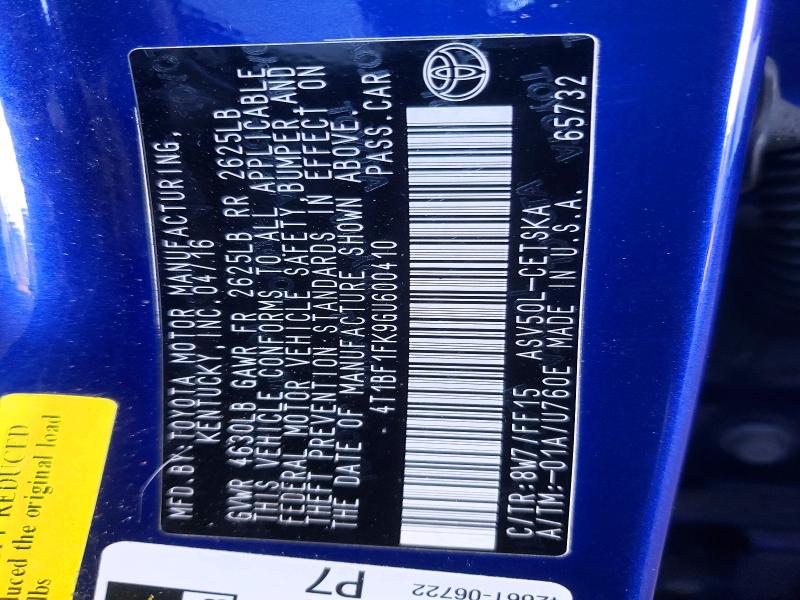 76736045 :رقم المزاد ، 4T1BF1FK9GU600410 vin ، 2016 Toyota Camry مزاد بيع