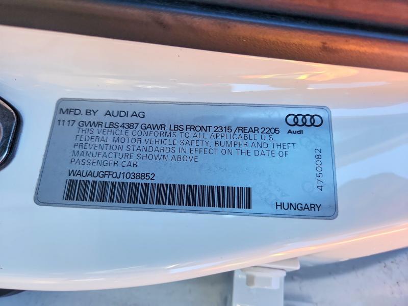 Продажа на аукционе авто 2018 Audi A3, vin: WAUAUGFF0J1038852, номер лота: 75891915