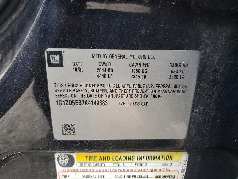 Aukcja sprzedaży 2010 Chevrolet Malibu, vin: 1G1ZD5EB7A4149883, numer aukcji: 77070205