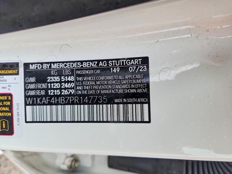 Aukcja sprzedaży 2023 Mercedes-benz C, vin: W1KAF4HB7PR147735, numer aukcji: 76125705