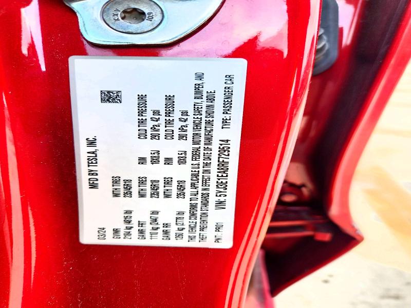Продажа на аукционе авто 2024 Tesla Model 3, vin: 5YJ3E1EA8RF729514, номер лота: 77690965