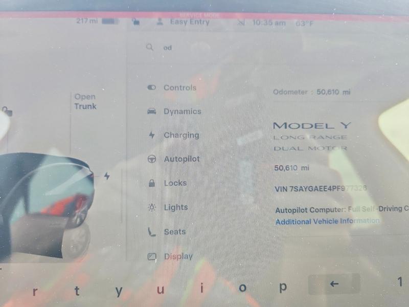 2023 Tesla Model Y მანქანა იყიდება აუქციონზე, vin: 7SAYGAEE4PF977326, აუქციონის ნომერი: 78854095