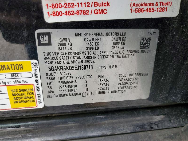 2014 Buick Enclave მანქანა იყიდება აუქციონზე, vin: 5GAKRAKD5EJ130718, აუქციონის ნომერი: 78765665