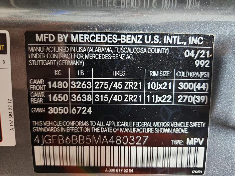 Продаж на аукціоні авто 2021 Mercedes-benz Gle, vin: 4JGFB6BB5MA480327, номер лоту: 77496805