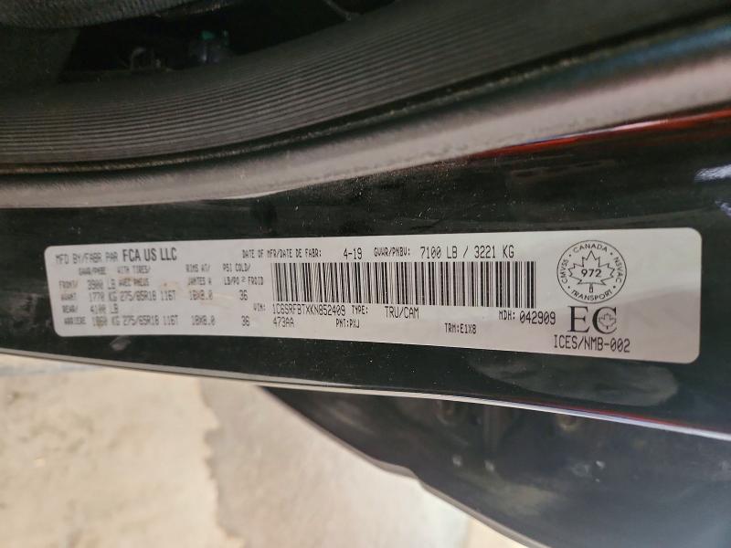 Продаж на аукціоні авто 2019 Ram Trucks 1500, vin: 1C6SRFBTXKN852409, номер лоту: 78534455