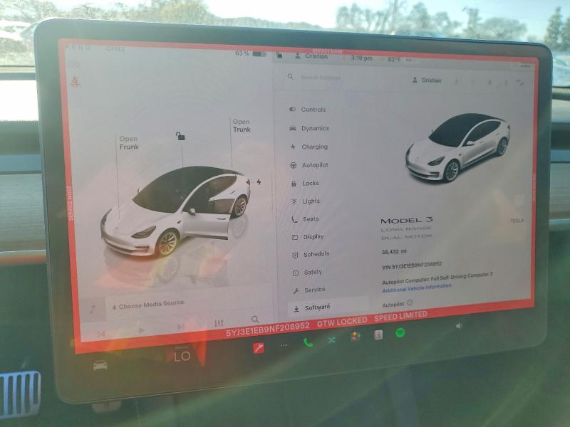 Aukcja sprzedaży 2022 Tesla Model 3, vin: 5YJ3E1EB9NF208952, numer aukcji: 75499595