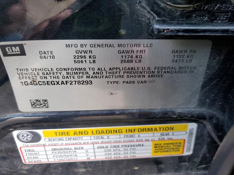 Aukcja sprzedaży 2010 Buick Lacrosse, vin: 1G4GC5EGXAF278293, numer aukcji: 78226215