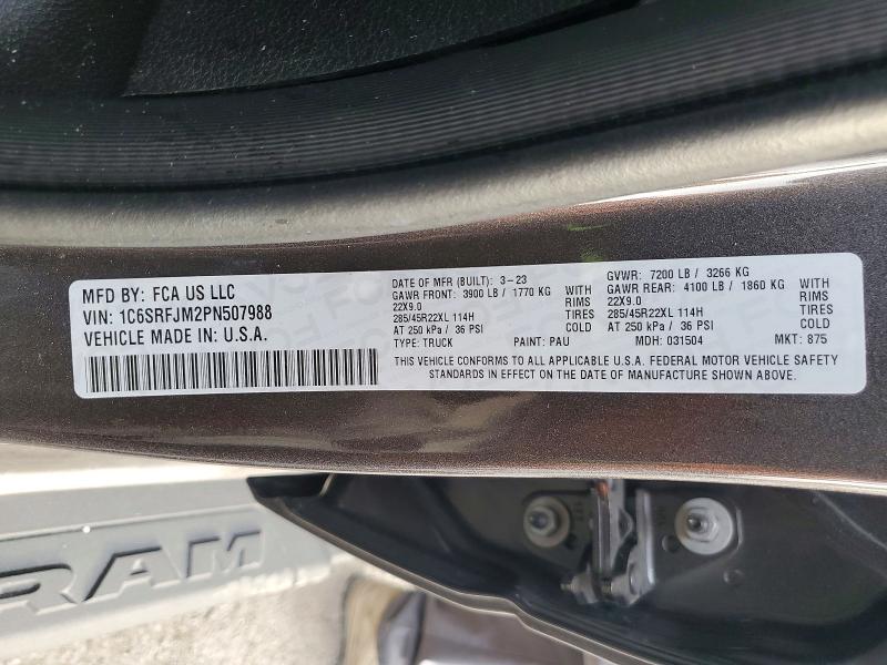 Продаж на аукціоні авто 2023 Ram 1500, vin: 1C6SRFJM2PN507988, номер лоту: 76984185