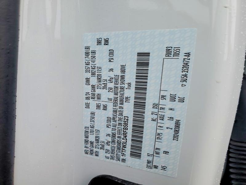 76112065 :رقم المزاد ، 1FTFW3LD4RFB58523 vin ، 2024 Ford F150 مزاد بيع