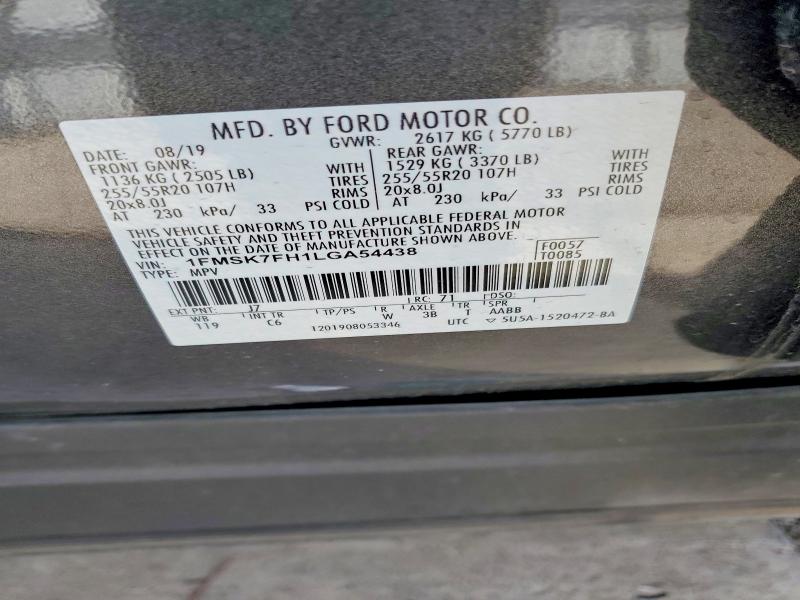 Продажа на аукционе авто 2020 Ford Explorer Limited, vin: 1FMSK7FH1LGA54438, номер лота: 77576135