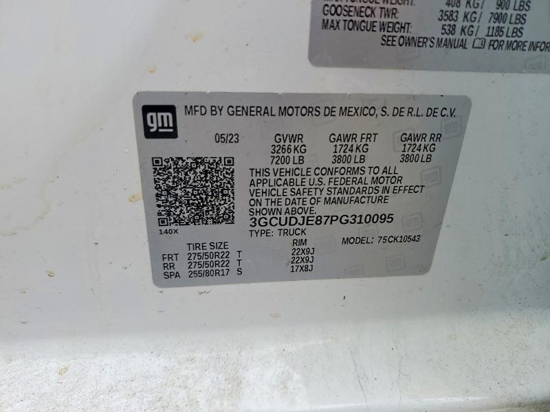 Aukcja sprzedaży 2023 Chevrolet Silverado, vin: 3GCUDJE87PG310095, numer aukcji: 77690465