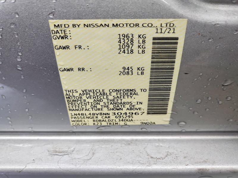 Продажа на аукционе авто 2022 Nissan Altima, vin: 1N4BL4BV8NN304967, номер лота: 78705425