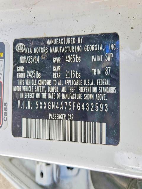 Продажа на аукционе авто 2015 Kia Optima, vin: 5XXGN4A75FG432593, номер лота: 76993875