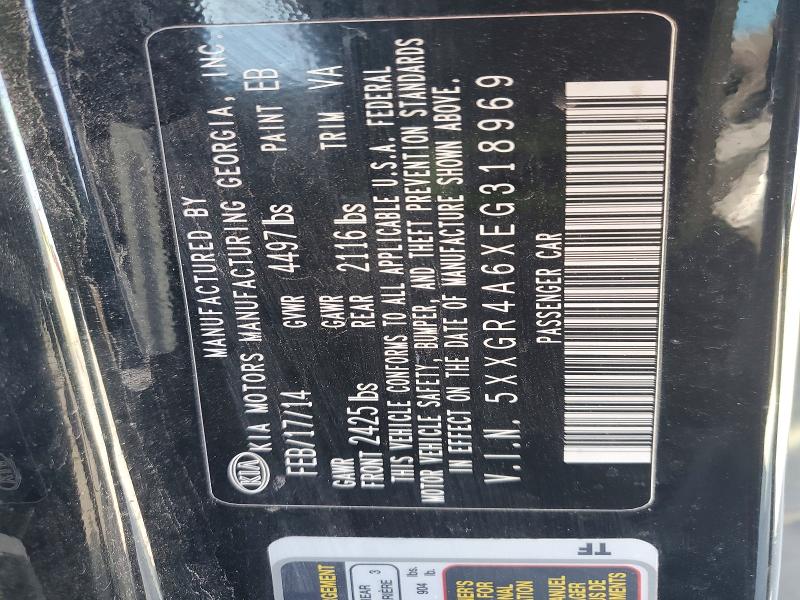 Auction sale of the 2014 Kia Optima, vin: 5XXGR4A6XEG318969, lot number: 76729275
