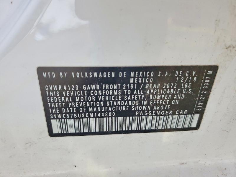 76552905 :رقم المزاد ، 3VWC57BU9KM144800 vin ، 2019 Volkswagen Jetta مزاد بيع