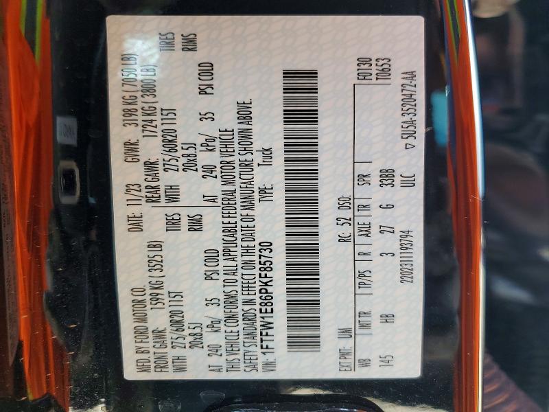 78046235 :رقم المزاد ، 1FTFW1E86PKF85730 vin ، 2023 Ford F150 Super مزاد بيع