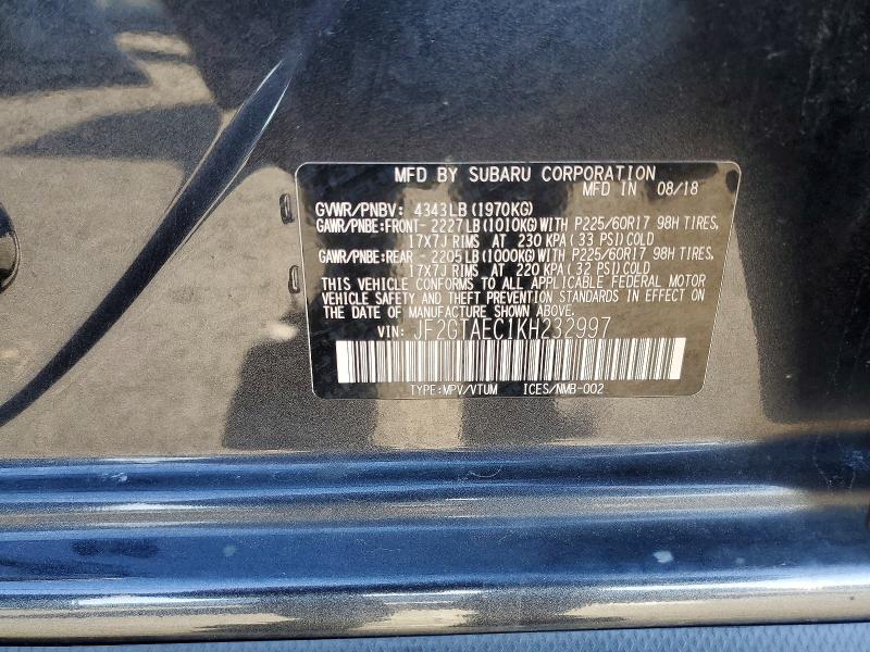 Продажа на аукционе авто 2019 Subaru Crosstrek, vin: JF2GTAEC1KH232997, номер лота: 77144635